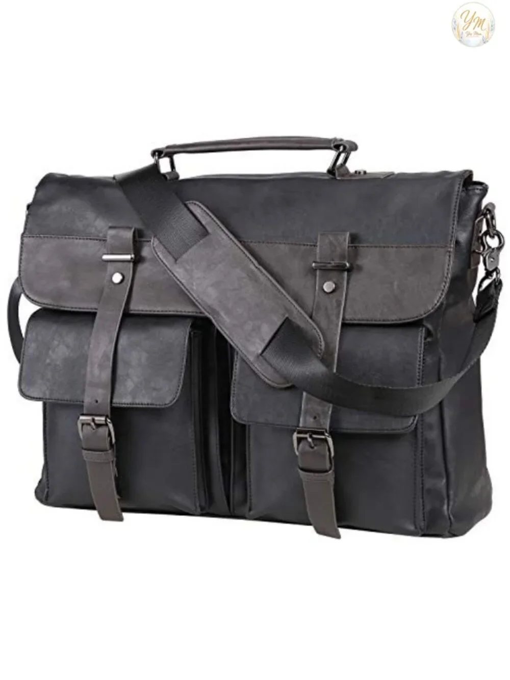 Vintage Laptop Messenger Bag 15.6 inch Water-resistant PU Leather Satchel